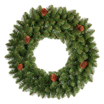 Artificial fir wreath HEINOLA with cones, green, Ø5ft/150cm