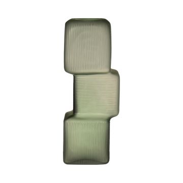 Stem flower vase RAELYN, glass, tetris look, green, 12"/31cm, Ø4.7"/12cm