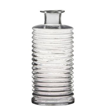 Glass bottle STUART with grooves, clear, 12"/31cm, Ø5.7"/14,5cm