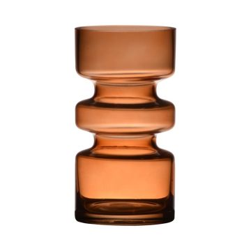 TAMLIN decorative glass vase, orange-brown-clear, 17cm, Ø9cm