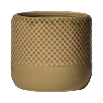 Ceramic flower pot DANYLO, diamond pattern, green-brown, 4.1"/10,5cm, Ø4.7"/12cm