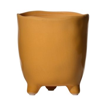 Planter CATIA with feet, ceramic, orange-brown, 4"/10cm, Ø4.7"/12cm