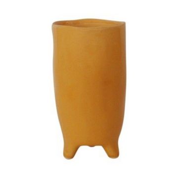 Decorative vase made of ceramic CATIA with feet, orange-brown, 8"/20cm, Ø4.3"/11cm