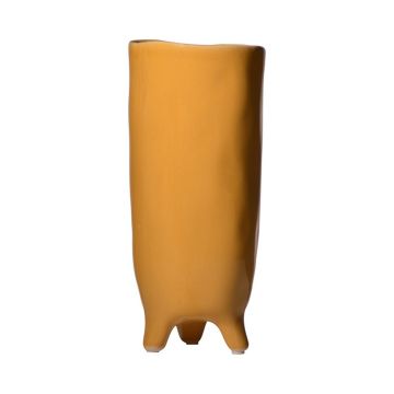 Decorative vase made of ceramic CATIA with feet, orange-brown, 11"/28cm, Ø4.7"/12cm