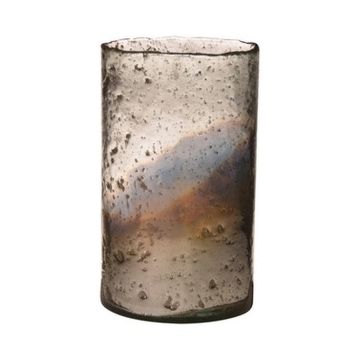 Glass table vase GOLIAT, antique silver, 10"/25cm, Ø5.9"/15cm