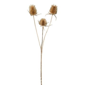 Artificial wild teasel branch ZILVEN, gold, 26"/65cm