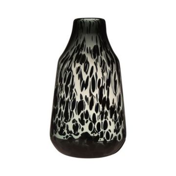 RUSSELL flower vase, glass, leopard print, black-beige-clear, 30cm, Ø17.5cm