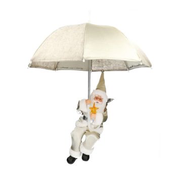 Hanging Santa Claus SISSON with Schirm, LEDs, ivory-white, 77cm, Ø70cm