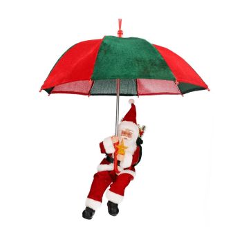 Hanging Santa Claus SISSON with Schirm, LEDs, red-green, 77cm, Ø70cm