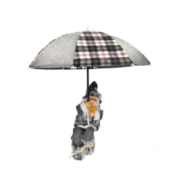 Hanging Santa Claus SISSON with Schirm, LEDs, grey-white, 77cm, Ø70cm
