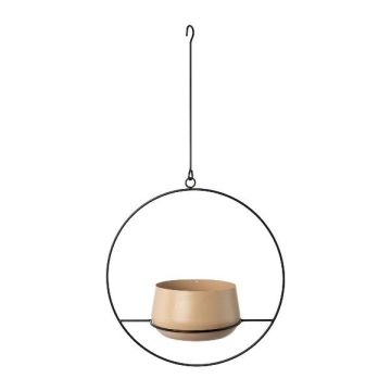 Metal hanging pot QUINLEE, metal ring, beige-black, 14"x7"x28"/36x18x70cm Metal hanging pot QUINLEE, metal ring, beige-black, 14"x7"x28"/36x18x70cm