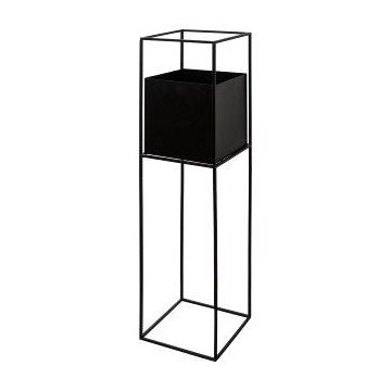 Square flower pot QUANDA with metal stand, black, 10"x10"x3ft/25x25x100cm Square flower pot QUANDA with metal stand, black, 10"x10"x3ft/25x25x100cm