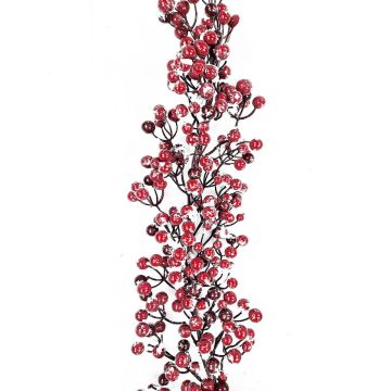 Decorative garland snowberry ZENMIR, snow-covered, red, 6ft/185cm, Ø10"/25cm Decorative garland snowberry ZENMIR, snow-covered, red, 6ft/185cm, Ø10"/25cm