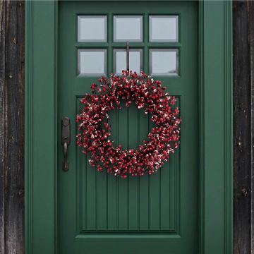 Decorative wreath ZENMIR with snowberry, cones, red, Ø24"/60cm Decorative wreath ZENMIR with snowberry, cones, red, Ø24"/60cm