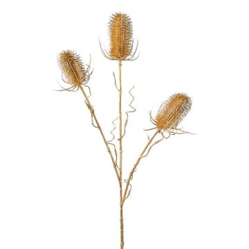Artificial flower branch Wild teasel BLOVEN, gold, 24"/60cm