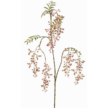 Artificial rowan branch JANNAH with berries, pink-green, 4ft/130cm
