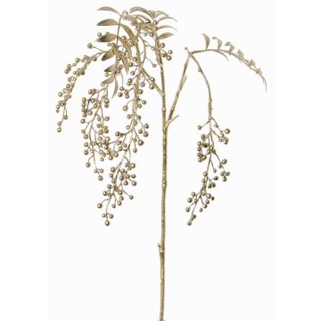 Artificial pepper tree branch RALFHY with berries, metallic silver-gold, 31"/80cm