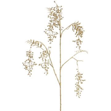 Artificial pepper tree branch NELFHY with berries, metallic silver and gold, 4ft/125cm Artificial pepper tree branch NELFHY with berries, metallic silver and gold, 4ft/125cm