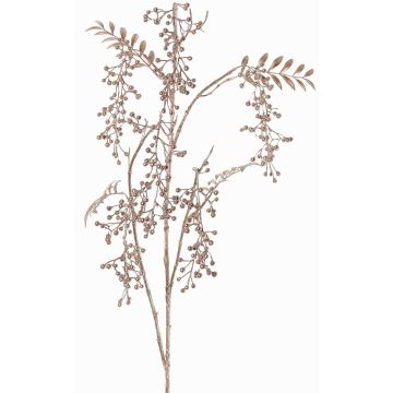 Artificial pepper tree branch NELFHY with berries, metallic light pink, 4ft/125cm
