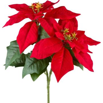 Artificial poinsettia branch FRIMBEL, red, 12"/30cm