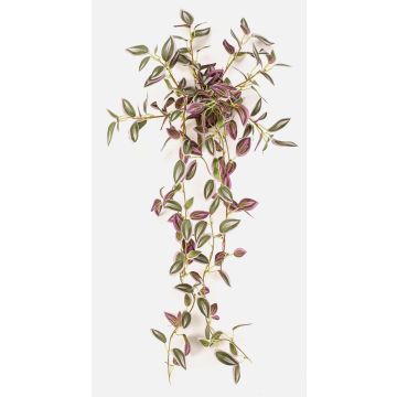 Artificial Tradescantia zebrina plant DIHALLO on a stem, hanging, green-purple, 28"/70cm