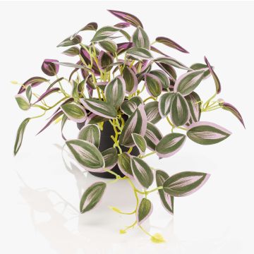 Artificial Tradescantia zebrina plant 'DIHALLO' in decorative pot, green-purple, 7.5"/19cm