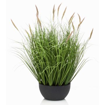 Artificial fountain grass WALERIAN in decorative bowl, with panicles, green, 24"/60cm