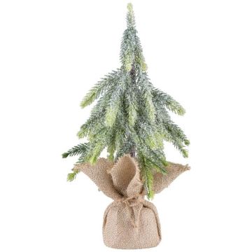 Decorative tree Spruce URUM in jute bag, frosted, 14"/35cm