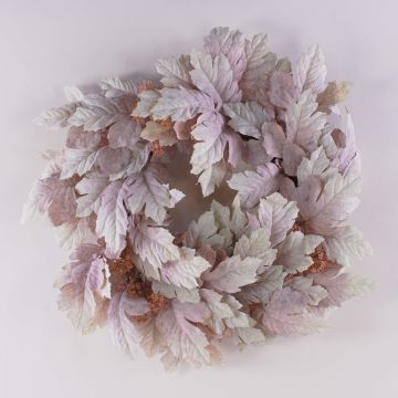 HURSIK artificial maple leaf wreath, dried look, grey-green-pink, Ø50cm