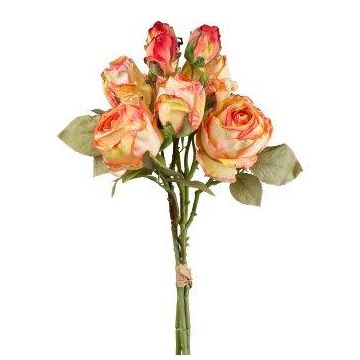 Artificial bouquet of roses JARZO, yellow-orange, 22"/55cm