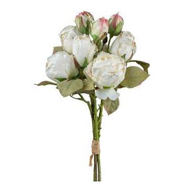 Artificial bouquet of roses JARZO, white, 22"/55cm
