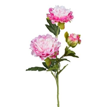 Artificial flower branch Peony SLORMEK, pink-white, 26"/65cm Artificial flower branch Peony SLORMEK, pink-white, 26"/65cm