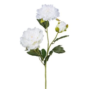 Artificial flower branch Peony SLORMEK, white, 26"/65cm