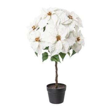 Velvet poinsettia DRENMA, decorative pot, white, 30"/75cm