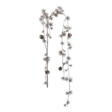 Artificial cedar branch KROMEL with cones, hanging, metallic champagne, 4ft/125cm Artificial cedar branch KROMEL with cones, hanging, metallic champagne, 4ft/125cm