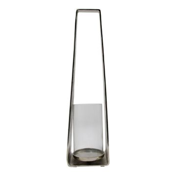 Aluminium Lantern MORGANNE with handle, silver, 20x16x78cm