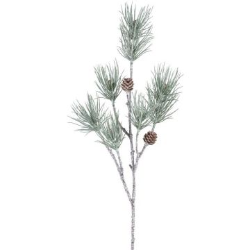 Artificial pine branch GRALTO with cones, frosted, grey-green, 28"/70cm Artificial pine branch GRALTO with cones, frosted, grey-green, 28"/70cm