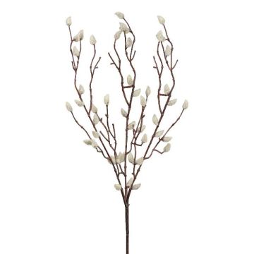 Decorative pussy willow branch SLORMA with flowers, white, 28"/70cm Decorative pussy willow branch SLORMA with flowers, white, 28"/70cm