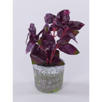 Artificial basil plant POLINDA in decorative pot, burgundy, 10"/26cm Artificial basil plant POLINDA in decorative pot, burgundy, 10"/26cm