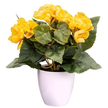 Artificial flower Begonia SYLINA, white decorative pot, yellow, 10"/25cm Artificial flower Begonia SYLINA, white decorative pot, yellow, 10"/25cm