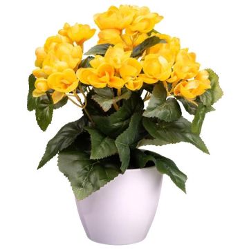 Artificial flower Begonia SYLINA, white decorative pot, yellow, 12"/30cm Artificial flower Begonia SYLINA, white decorative pot, yellow, 12"/30cm
