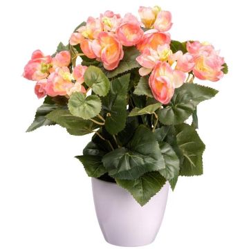 Artificial flower Begonia SYLINA, white decorative pot, pink, 14"/35cm Artificial flower Begonia SYLINA, white decorative pot, pink, 14"/35cm