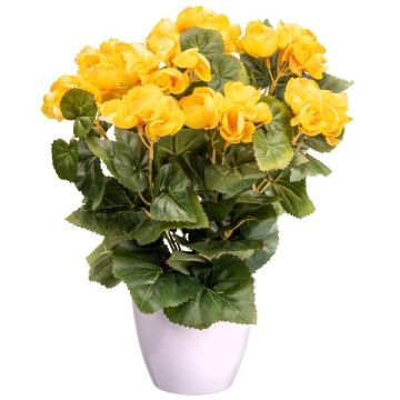 Artificial flower Begonia SYLINA, white decorative pot, yellow, 14"/35cm Artificial flower Begonia SYLINA, white decorative pot, yellow, 14"/35cm
