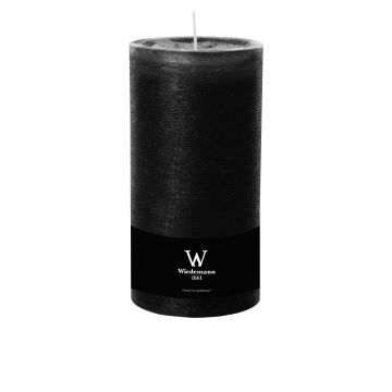 Pillar candle AURORA, black, 7.5"/19cm, Ø3.9"/10cm, 155h - Made in Germany