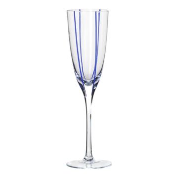 Champagne glass OCTAVIUS striped, blue-clear, 25cm, Ø7,5cm