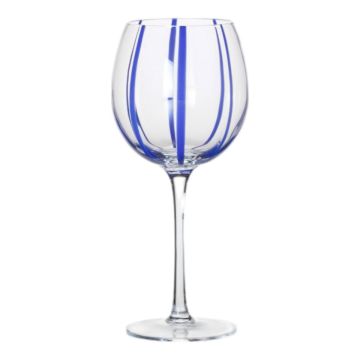 Wine glass OCTAVIUS striped, blue-clear, 21cm, Ø9,5cm