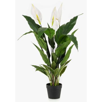 Artificial spider plant RANIESO, decorative pot, flowers, white, 35"/90cm
