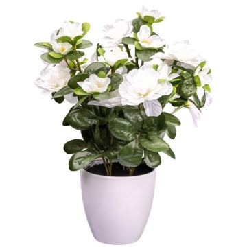 Artificial flower Azalea FRALVI in decorative pot, white, 10"/26cm