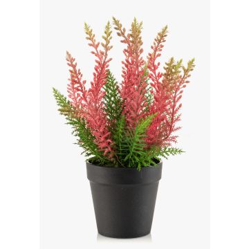 Artificial heather ELSAWO in a decorative pot, crossdoor, pink, 12"/30cm