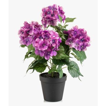 Artificial hydrangea DORJA in a decorative pot, purple, 40cm